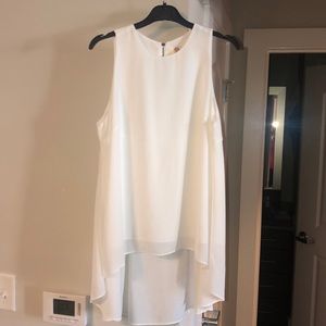 White Chiffon High Low Sleeveless Top